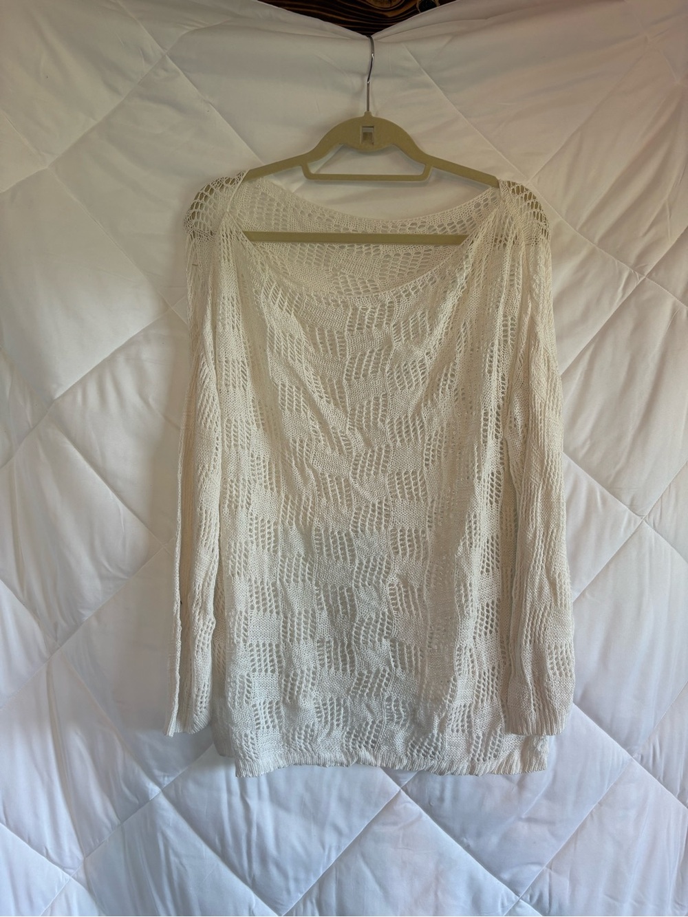 Lightweight Cream Open-Knit Women's coverup